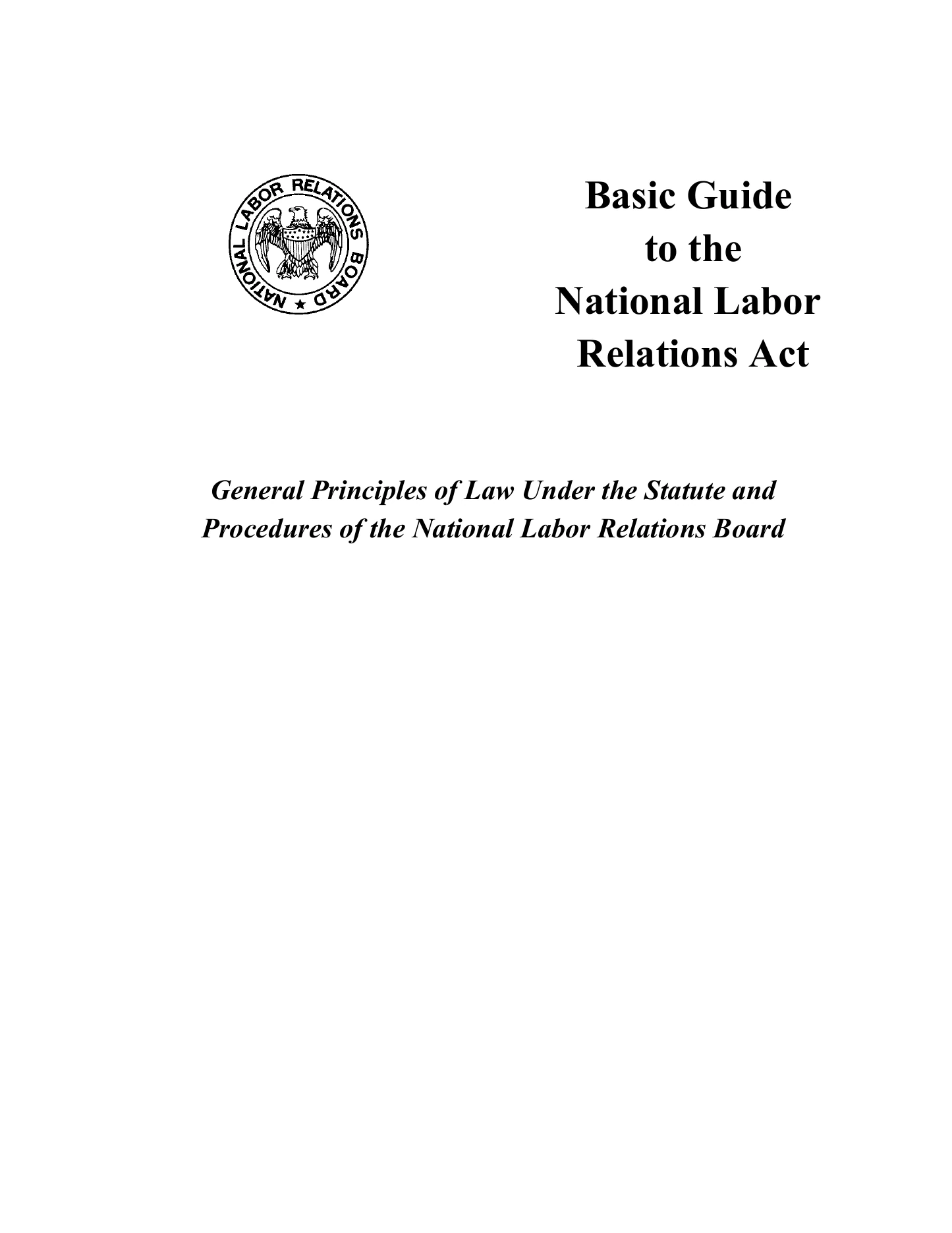 Cover of the NLRB Basic Guide to the National Labor Relations Act